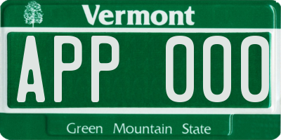 VT license plate APP000