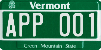 VT license plate APP001