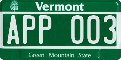 VT license plate APP003