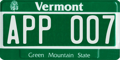 VT license plate APP007