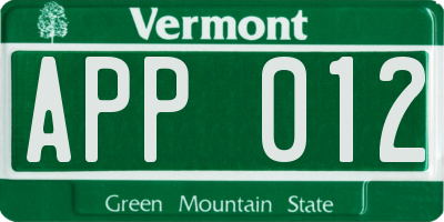 VT license plate APP012