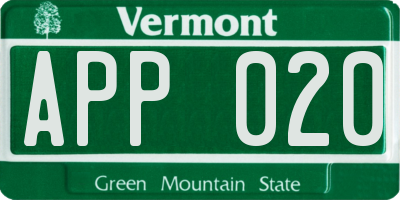 VT license plate APP020