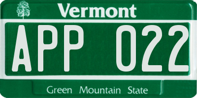 VT license plate APP022