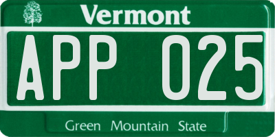 VT license plate APP025