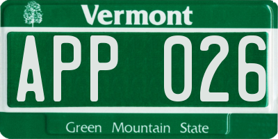 VT license plate APP026