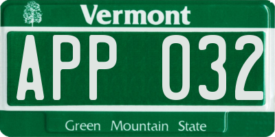 VT license plate APP032