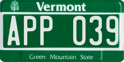 VT license plate APP039