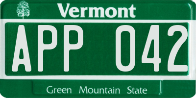 VT license plate APP042