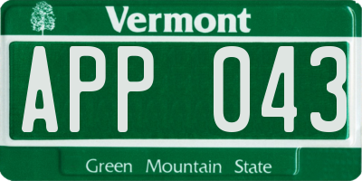 VT license plate APP043