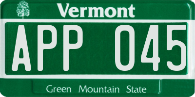 VT license plate APP045