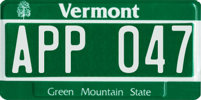 VT license plate APP047