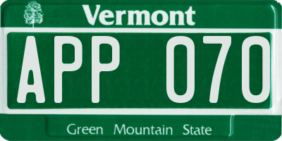 VT license plate APP070