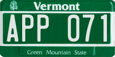 VT license plate APP071