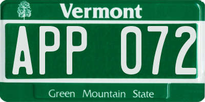 VT license plate APP072