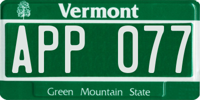 VT license plate APP077