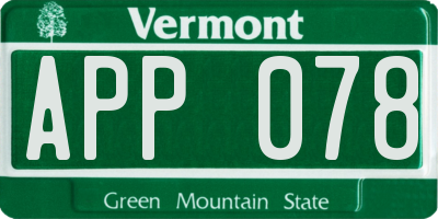 VT license plate APP078