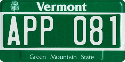 VT license plate APP081