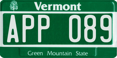 VT license plate APP089