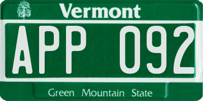 VT license plate APP092