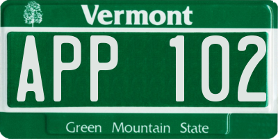 VT license plate APP102