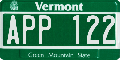 VT license plate APP122