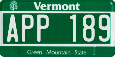 VT license plate APP189