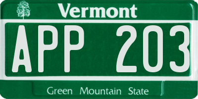 VT license plate APP203