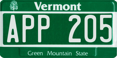 VT license plate APP205