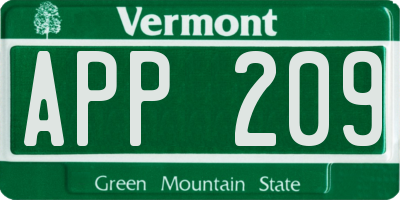 VT license plate APP209