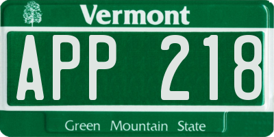 VT license plate APP218