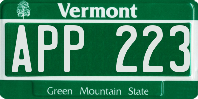 VT license plate APP223