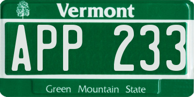 VT license plate APP233