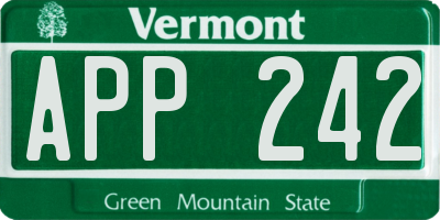 VT license plate APP242