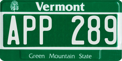 VT license plate APP289