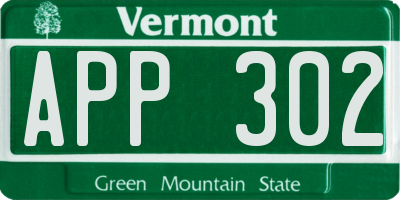 VT license plate APP302