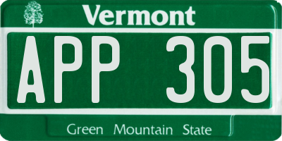 VT license plate APP305