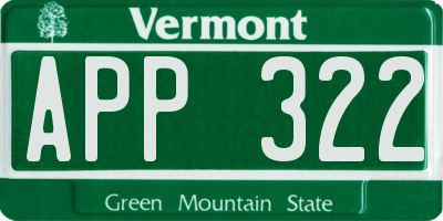 VT license plate APP322