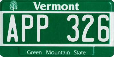 VT license plate APP326