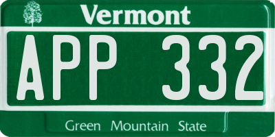 VT license plate APP332