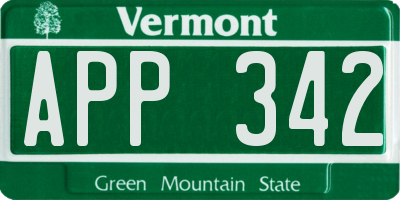 VT license plate APP342