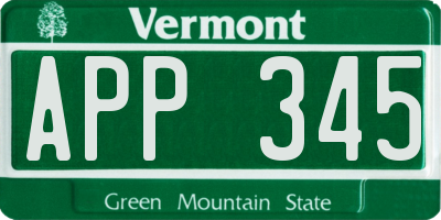 VT license plate APP345