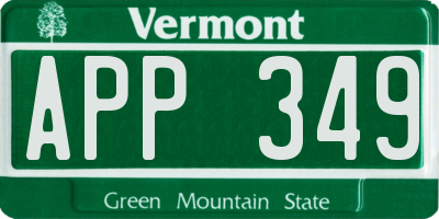 VT license plate APP349