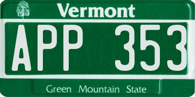 VT license plate APP353