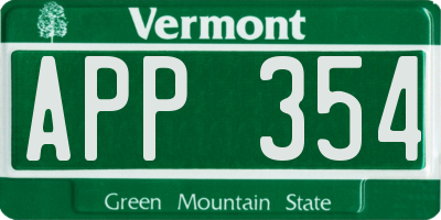 VT license plate APP354