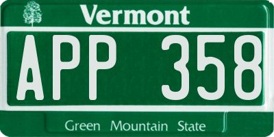 VT license plate APP358