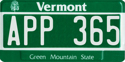 VT license plate APP365