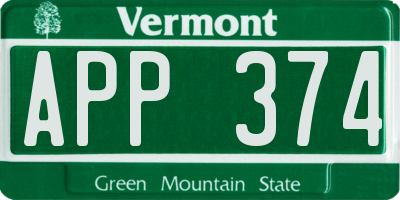 VT license plate APP374