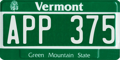 VT license plate APP375