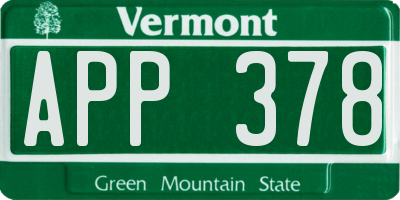 VT license plate APP378