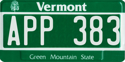 VT license plate APP383